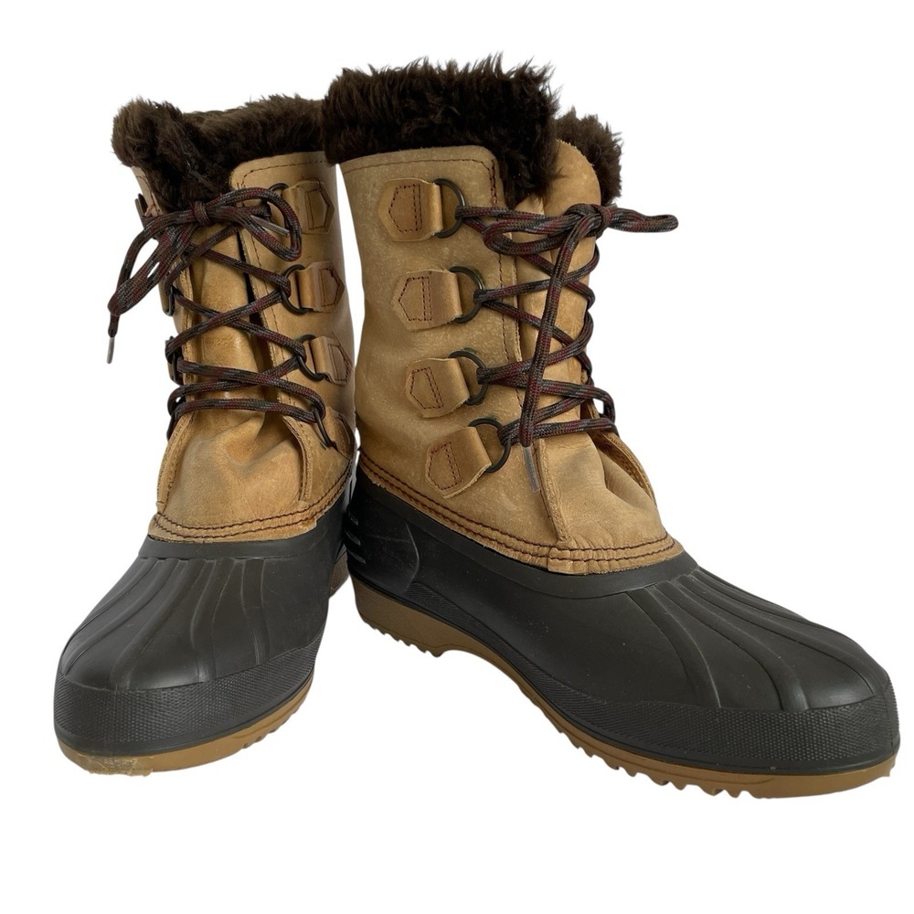Sorel Womens Badger Waterproof Boots Size 8 Brown Leather Felt Lined Winter